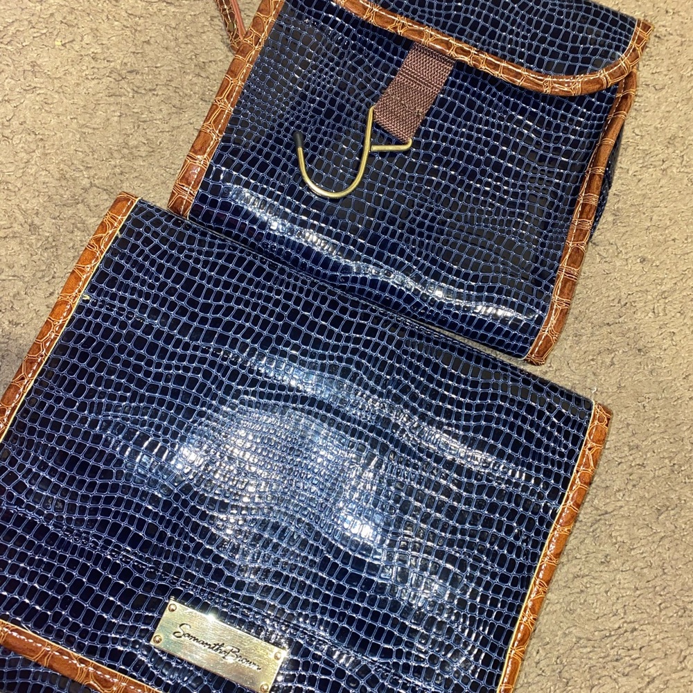Blue and Brown Travel Bag